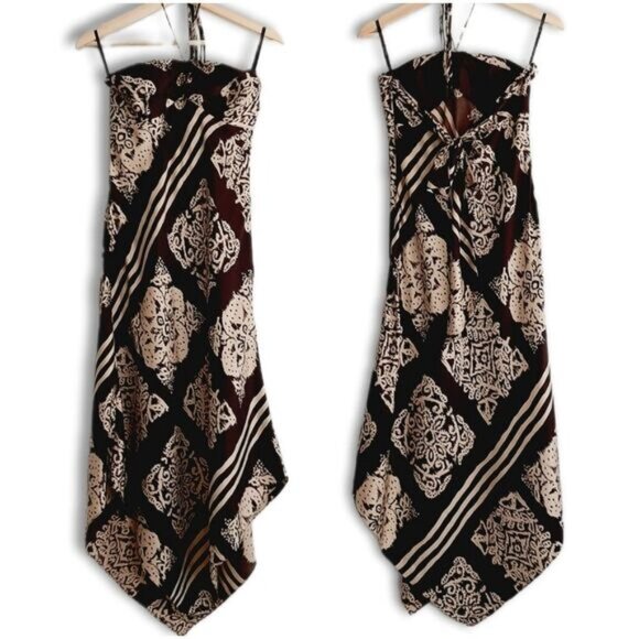 LAUNDRY / by Shelli Segal 100% Silk Scarf Style Halter Dress Sz 10 Flawed - Picture 1 of 15